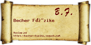 Becher Füzike névjegykártya